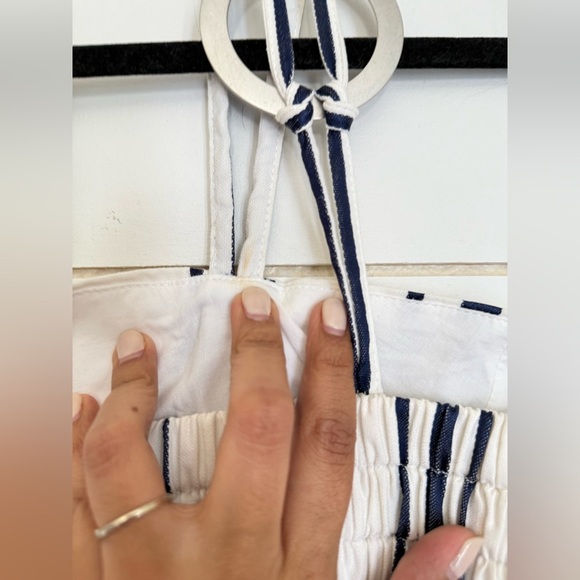 Emporio Armani Babydoll Striped Strappy Summer Dress White Navy - Picture 11 of 11